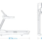 Freemotion t10.9b REFLEX treadmill technical schematic showing side and top-down views with dimensions