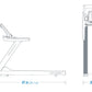 Freemotion t8.9b treadmill technical specification diagram showing side and front views with dimensions