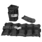 GoFit adjustable ankle weights set with black neoprene pouches and carrying bag on white background