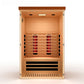 Wooden infrared sauna with red lights