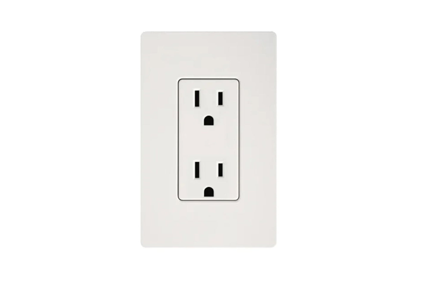 White electrical outlet with two duplex sockets on white background