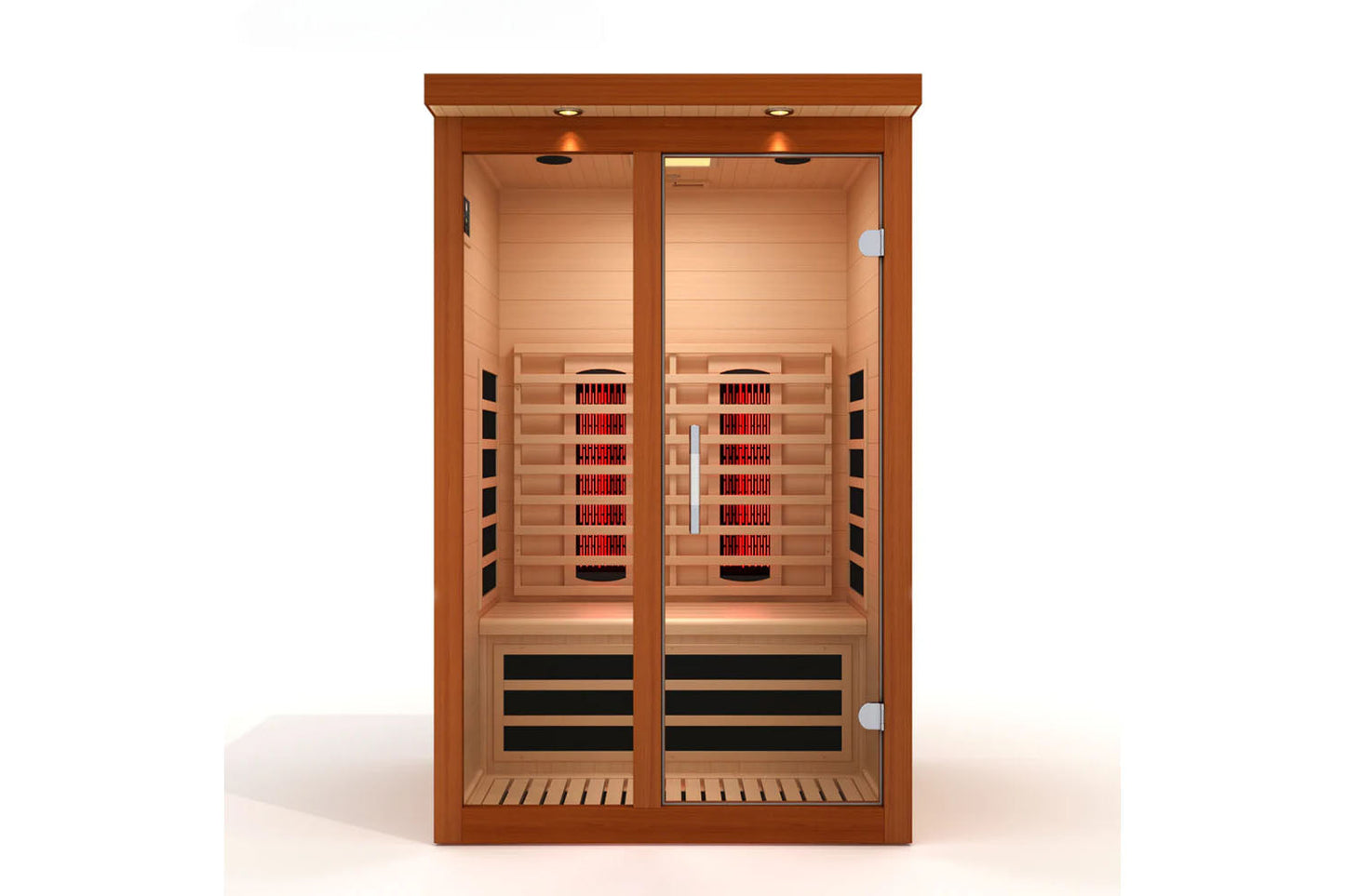 Wooden infrared sauna with glass doors