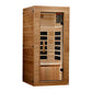 Wooden sauna with glass door