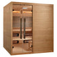 Golden Designs Toledo 6-person infrared sauna with cedar wood construction, glass double doors, and interior heating elements