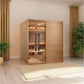 Golden Designs Toledo 6-person hybrid sauna with light wood cedar construction, glass front doors, and interior infrared heat