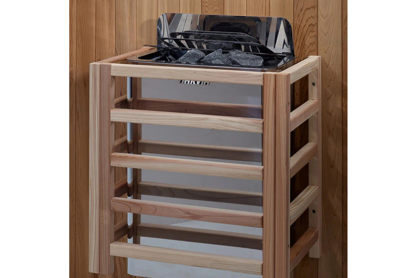 Golden Designs Andermatt Edition 3-person traditional steam sauna with Pacific clear cedar wood frame and black interior comp