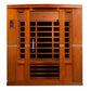 Golden Designs Bergamo four-person infrared sauna with cedar wood construction, glass front doors, and digital control panel 