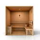 Golden Designs Copenhagen 3-person traditional sauna with light wood construction, tiered bench seating, backrest, interior l