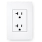 White electrical outlet cover plate with two stacked duplex outlets and black toggle switches on white background
