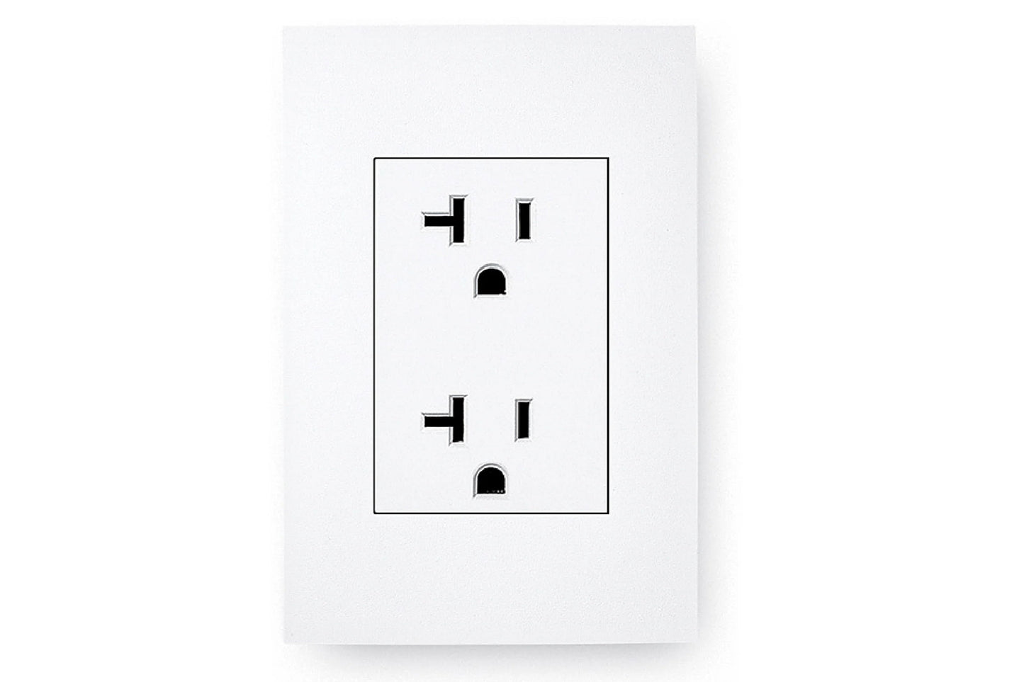 White electrical outlet cover plate with two stacked duplex outlets and black toggle switches on white background