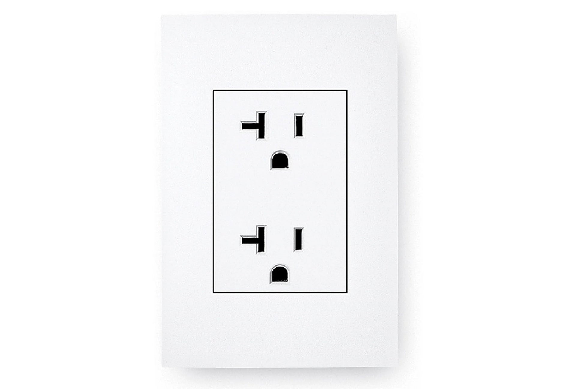 White electrical outlet cover plate with two stacked duplex outlets and black toggle switches on white background