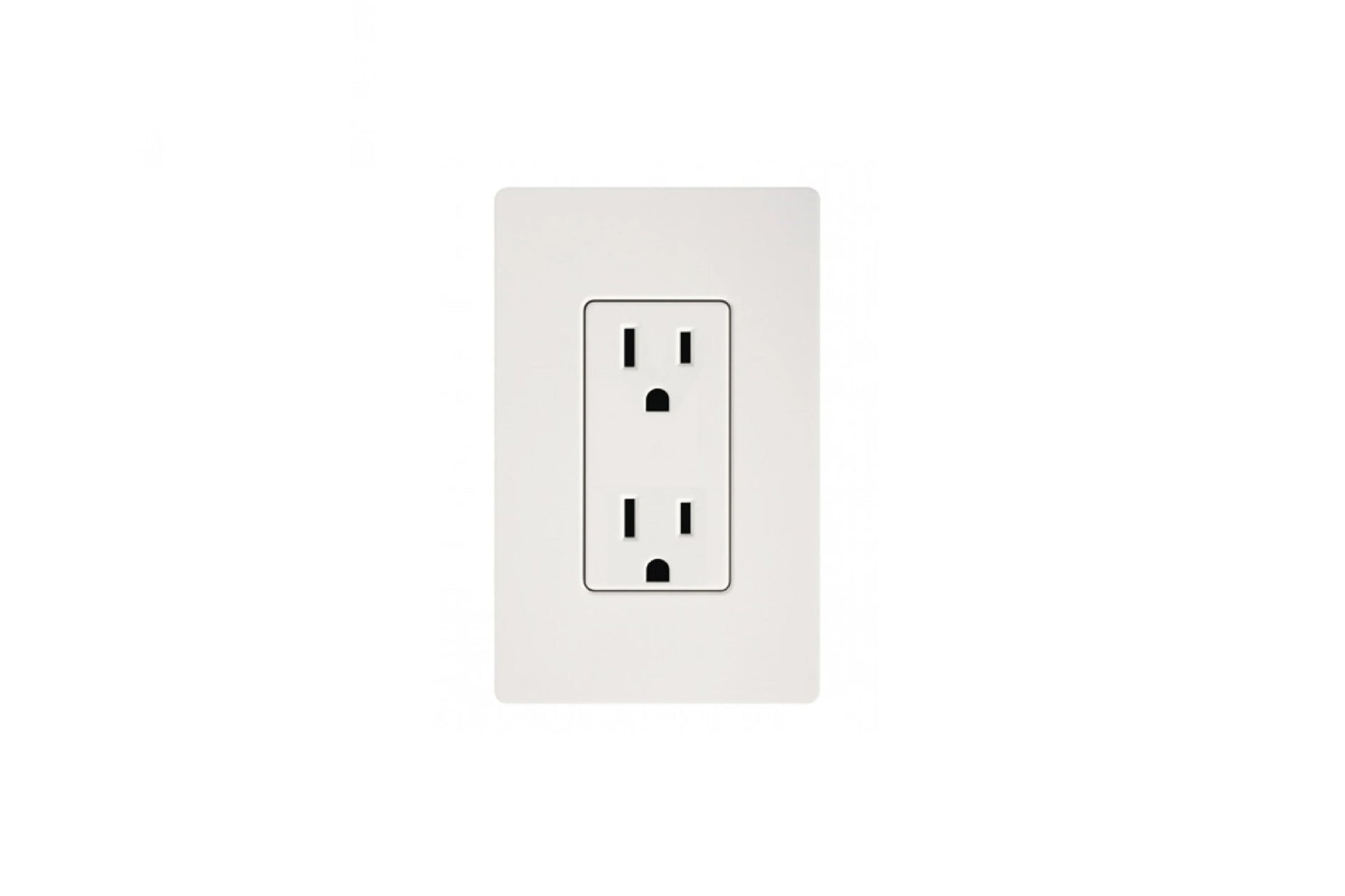 White dual electrical outlet with two receptacles on beige wall plate on white background