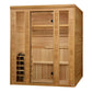 Golden Designs Engelberg 6-person traditional steam sauna with Pacific clear cedar wood construction, glass door, and wooden 