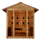 Golden Designs Gargellen 5-person cedar wood hybrid sauna with glass doors and full spectrum heating elements, front view on 