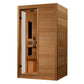 Golden Designs Lucca 2-person infrared sauna with cedar wood construction and glass door window on white background