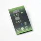 Digital control panel for sauna with green and black gradient design, displaying temperature and time settings, power button,