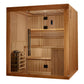 Golden Designs Osla Edition 6-person traditional sauna with cedar wood interior, glass door, built-in benches, and control pa