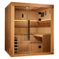 Golden Designs "Osla Edition" 6-person traditional sauna with cedar wood construction, glass double doors, interior benches, 