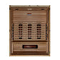 Maxxus S-Line 3-person infrared sauna with light wood interior, multiple infrared heaters, and wooden bench, front view