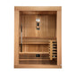 Golden Designs "Sundsvall" 2-person traditional sauna with cedar wood interior, glass door, control panel, and built-in bench
