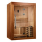 Golden Designs Sundsvall Edition 2-person indoor sauna with cedar wood construction, glass door, bench seating, and control p
