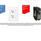 Electrical outlet and circuit breaker requirements diagram for 3 person sauna installation showing white dual outlet and blac