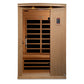 Golden Designs Venice Elite 2-person infrared sauna with light wood exterior, glass door with wooden frame, infrared heating 