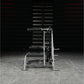 Hammer Strength Assisted Nordic Ham machine with silver frame and black rollers on gray gym floor