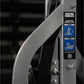 Hammer Strength Assisted Nordic Ham exercise machine with instructional label showing start and stop positions on metal frame