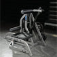 Hammer Strength assisted Nordic ham machine with gray frame, black padded seat, weight plates, and dual handles on concrete f