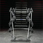 Hammer Strength Ground Base Jammer with silver frame, black weight plates, and dual handles in gym setting