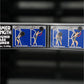 Hammer Strength Ground Base Jammer instruction guide showing four exercise movement steps on blue background panels with illu