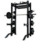 Black Hammer Strength HD half rack with loaded barbells and weight plates on white background