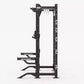Black Hammer Strength HD Elite half rack with adjustable safety bars and lever arms, on white background