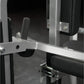 Silver and black Hammer Strength Iso-Lateral High Row machine with foam-padded handles, detailed view of frame and adjustment