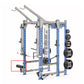 Hammer Strength Nordic Ham Rack Attachment with blue and gray frame, black weight plates on right side, and curved leg press 