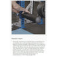 Tattooed man's hands positioning black cylindrical Nordic Ham attachment on blue Hammer Strength squat rack with weight plate