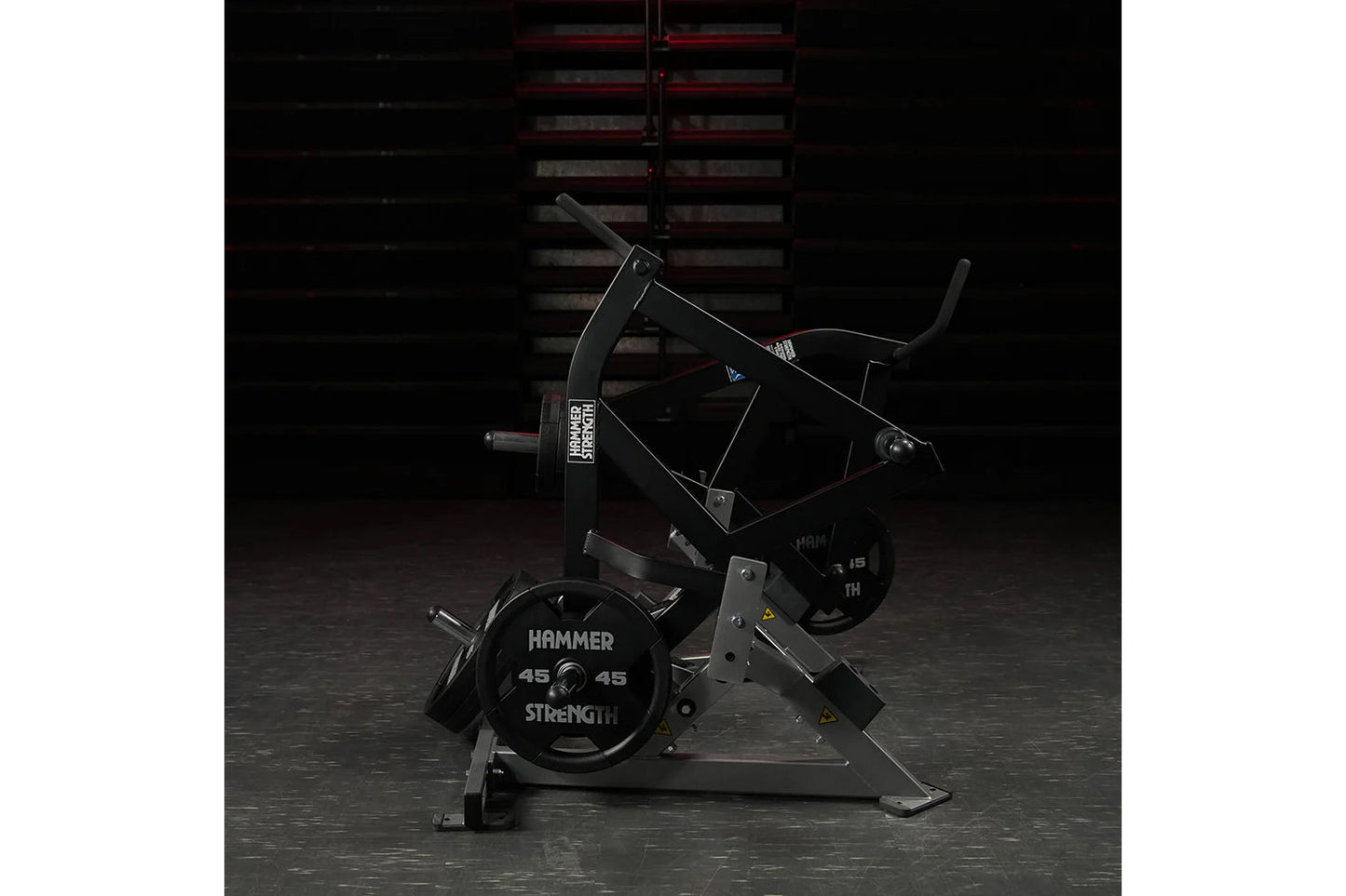 Black Hammer Strength plate-loaded combo twist machine with 45-pound weight plates loaded, featuring adjustable seat and hand