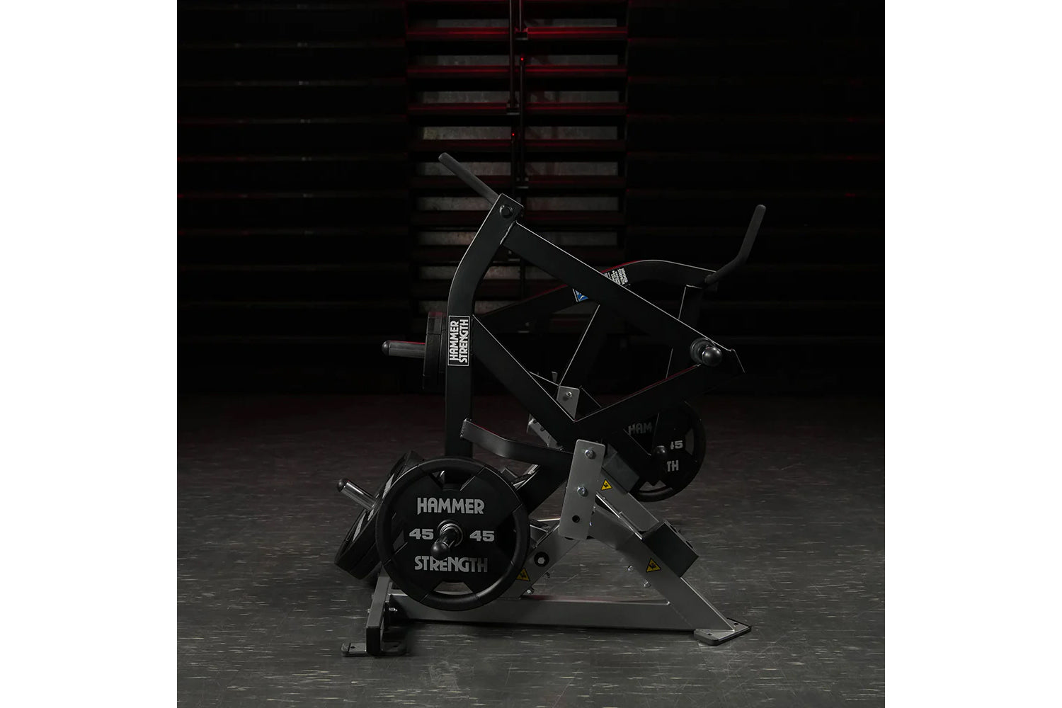 Black Hammer Strength plate-loaded combo twist machine with 45-pound weight plates loaded, featuring adjustable seat and hand