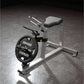 Hammer Strength plate-loaded gripper with 45-pound black weight plate, gray frame, and padded seat on gym floor