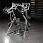Hammer Strength plate-loaded iso-lateral D.Y. row machine with silver frame and black weight plates on gym floor