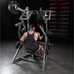 Hammer Strength plate-loaded iso-lateral dual-axis row machine with gray frame and black weight plates, shown in gym setting 