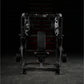 Black Hammer Strength plate-loaded iso-lateral decline chest press with dual weight stack arms and black seat, front view on 