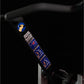 Hammer Strength plate-loaded iso-lateral front lat pulldown machine with blue and red graphic labels on black frame