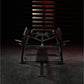 Hammer Strength plate-loaded iso-lateral horizontal bench press with black frame and red accents, front view in gym setting