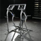 Hammer Strength plate-loaded iso-lateral shoulder press machine with silver frame and black seat in gym setting