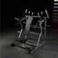 Hammer Strength plate-loaded iso-lateral super incline press with gray frame and black padding on dark gym floor
