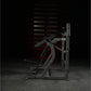 Hammer Strength plate-loaded iso-lateral super incline press with black frame and dual handles on dark background