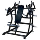 Black plate-loaded iso-lateral super incline press with dual weight stack arms, padded backrest, and adjustable handles on wh