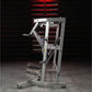 Hammer Strength plate-loaded iso-lateral wide chest press machine with silver frame and black seat, in gym setting